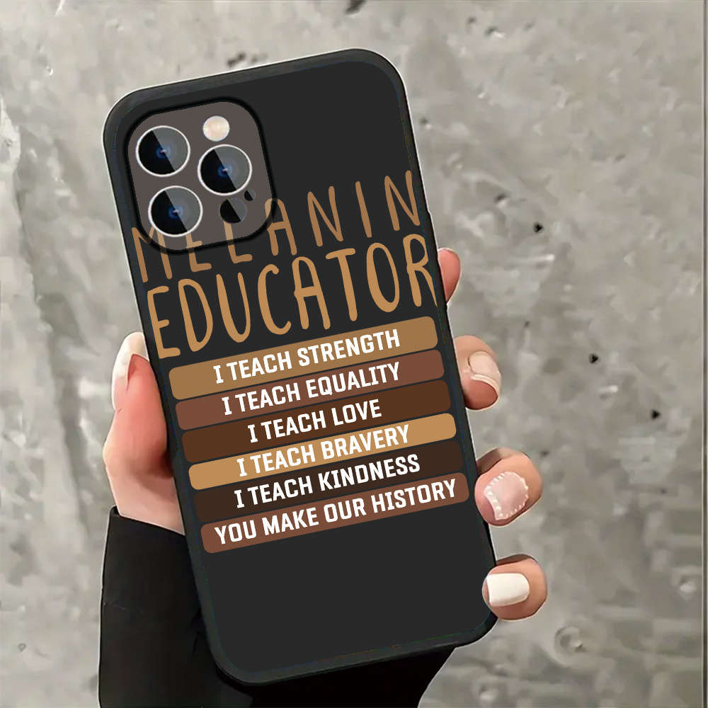 1Pc Black For iPhone 14 Plus Empowering Educator Phone Case