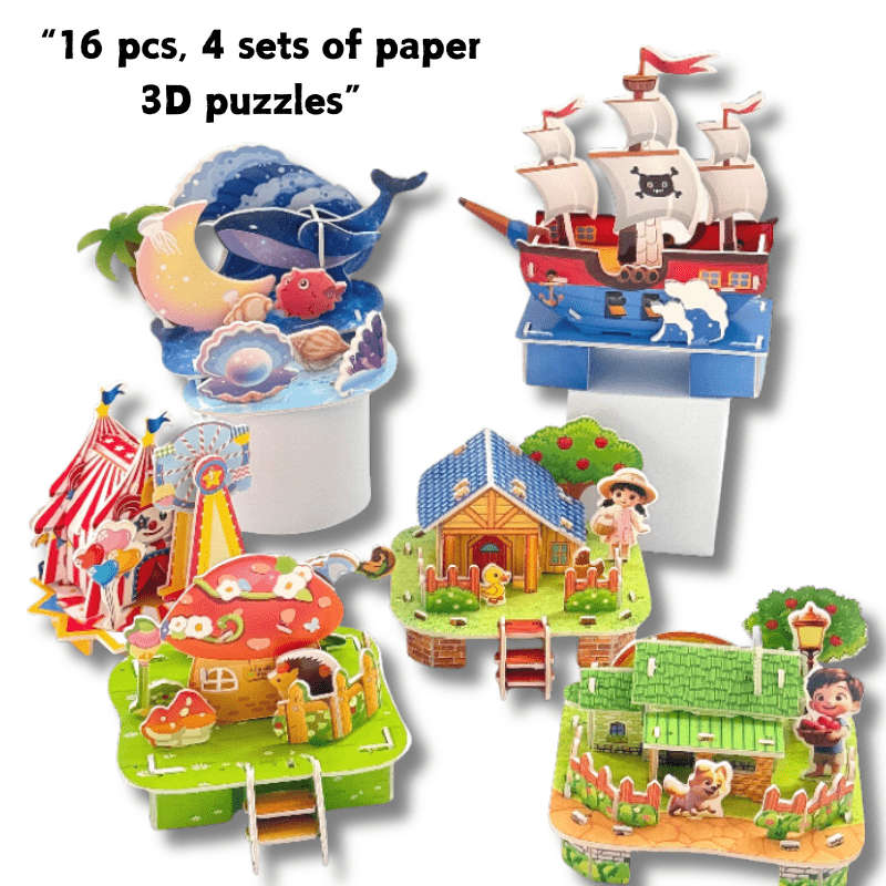 3D Building Model Puzzle Set Model Random Quantity 4 Pcs