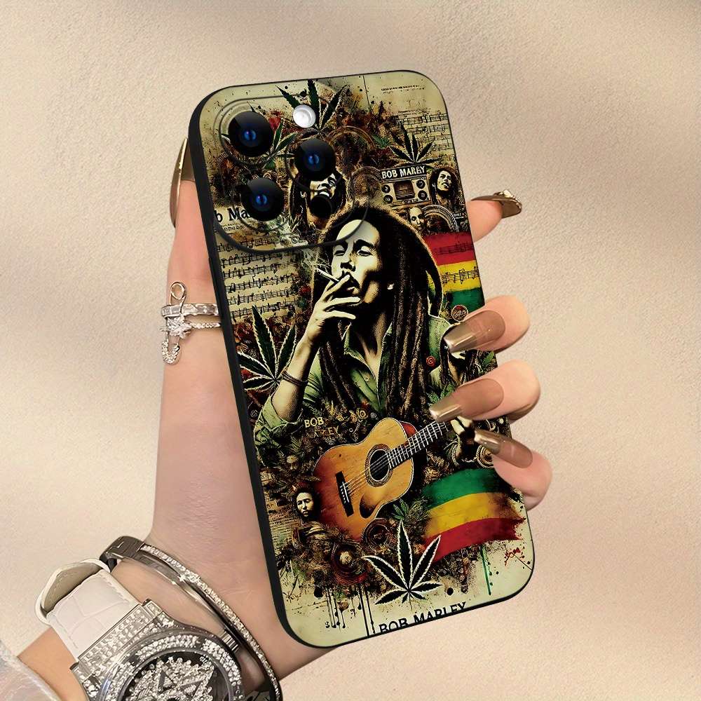1Pc Black For iPhone 16 Bob Marley Reggae Phone Case