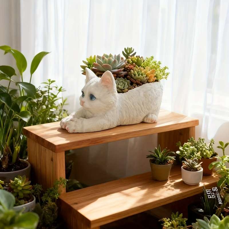Flowerpot  1Pccolor Gray Cat Planter