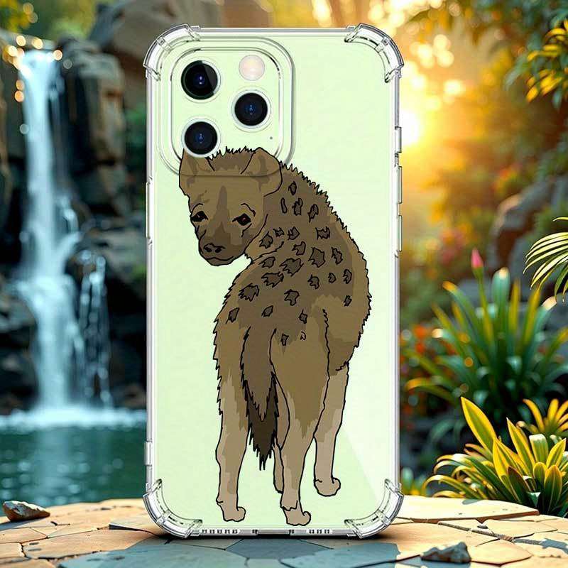 1Pc Transparent For iPhone 14 Pro Max African Wild Dog Pattern Phone Case