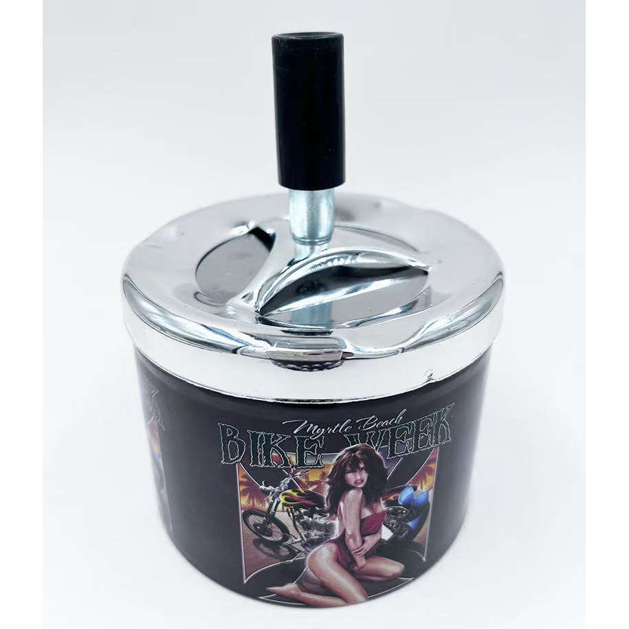 Heavy Duty Vintage Metal Ashtray With Windproof Rotating Lid Heavy Duty Beauty