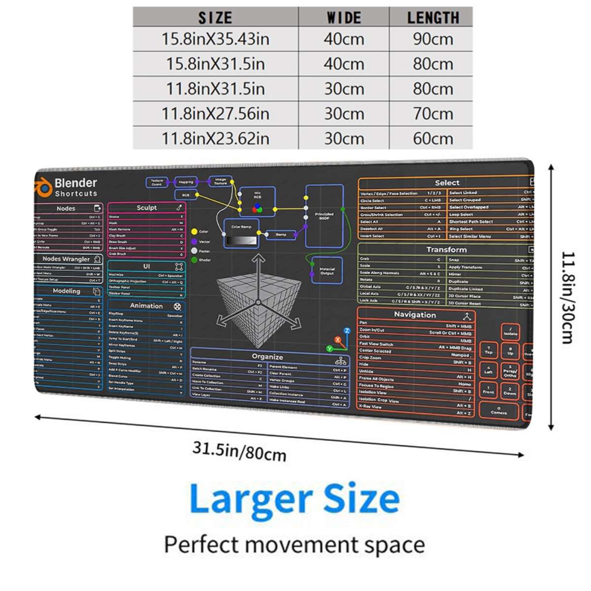 Mouse Pad Color 1Pc Size 15.8X35.43In