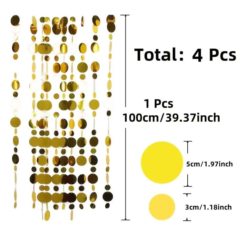4Pcs Glossy Sturdy Handcrafted Extra Long Meter Golden For Birthday Backdrop