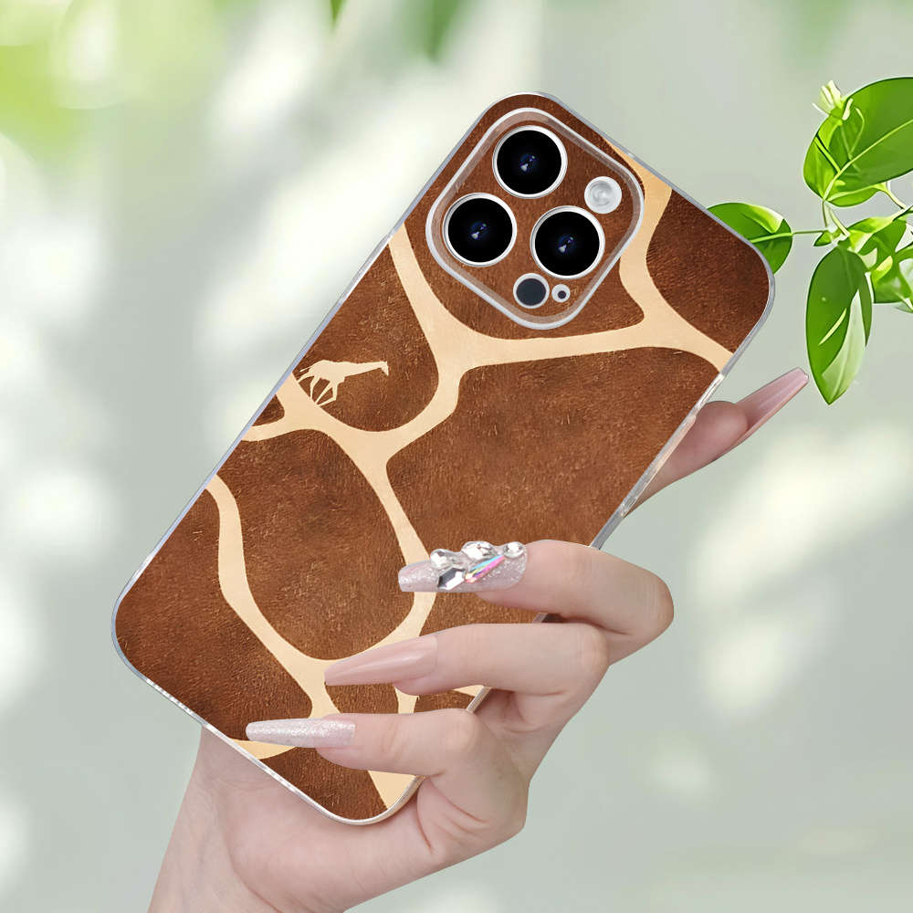 1Pc Transparent For iPhone 16 Plus Giraffe African Pattern Phone Case