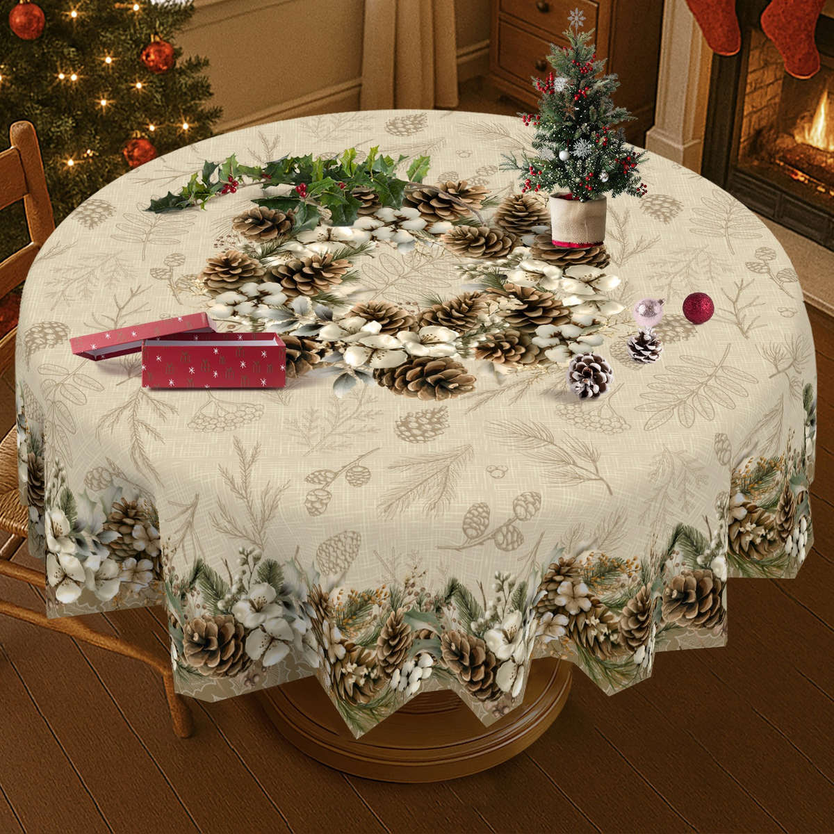 Christmas Tablecloth Size 100X150Cm