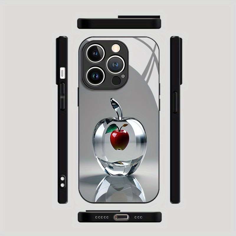 1Pc Mixed Color  For iPhone 15 Crystal Apple Pattern Phone Case