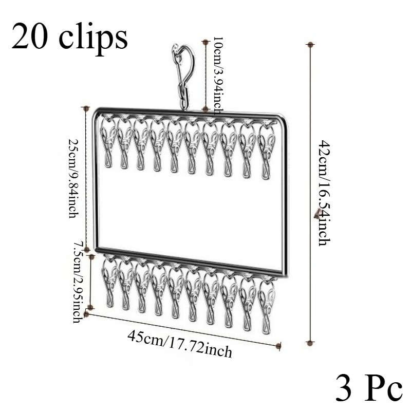 Clothes Rack 20 Clips Quantity 3 Pc