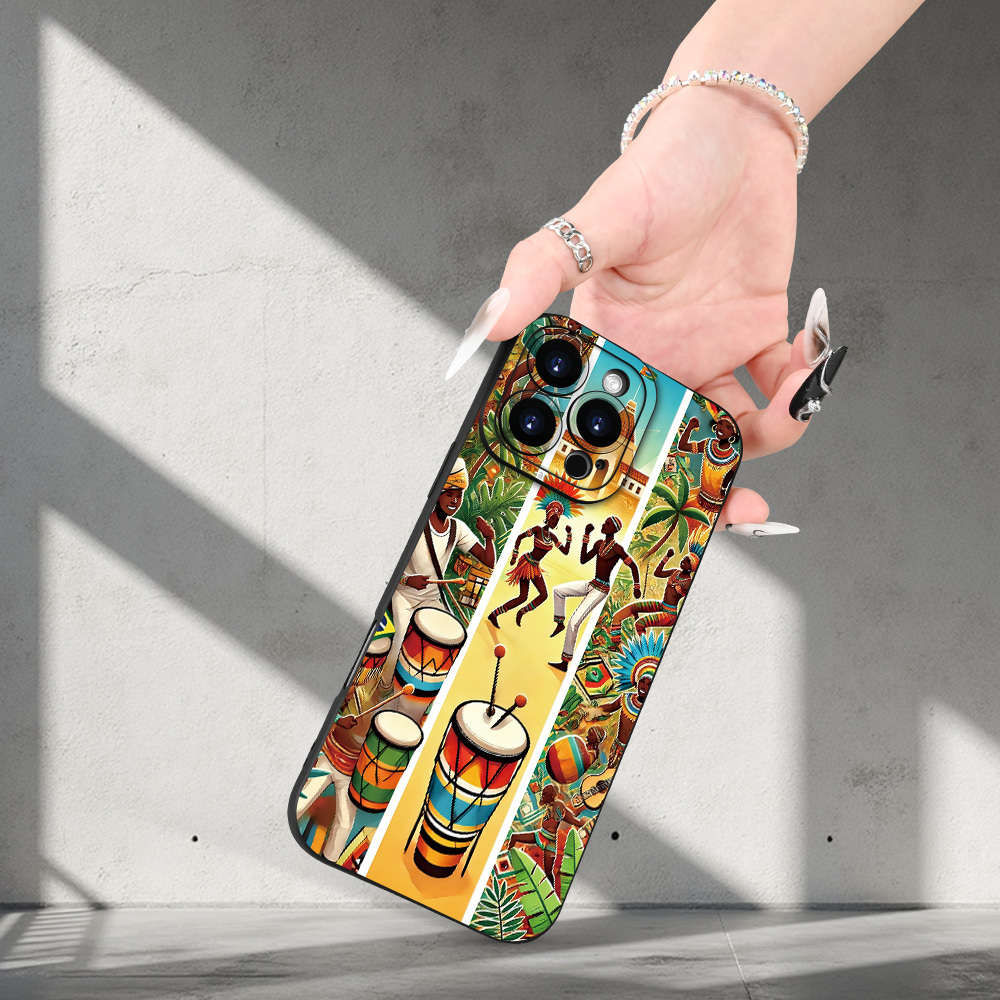 1Pc Black For iPhone 14 African Cultural Patterns Phone Case