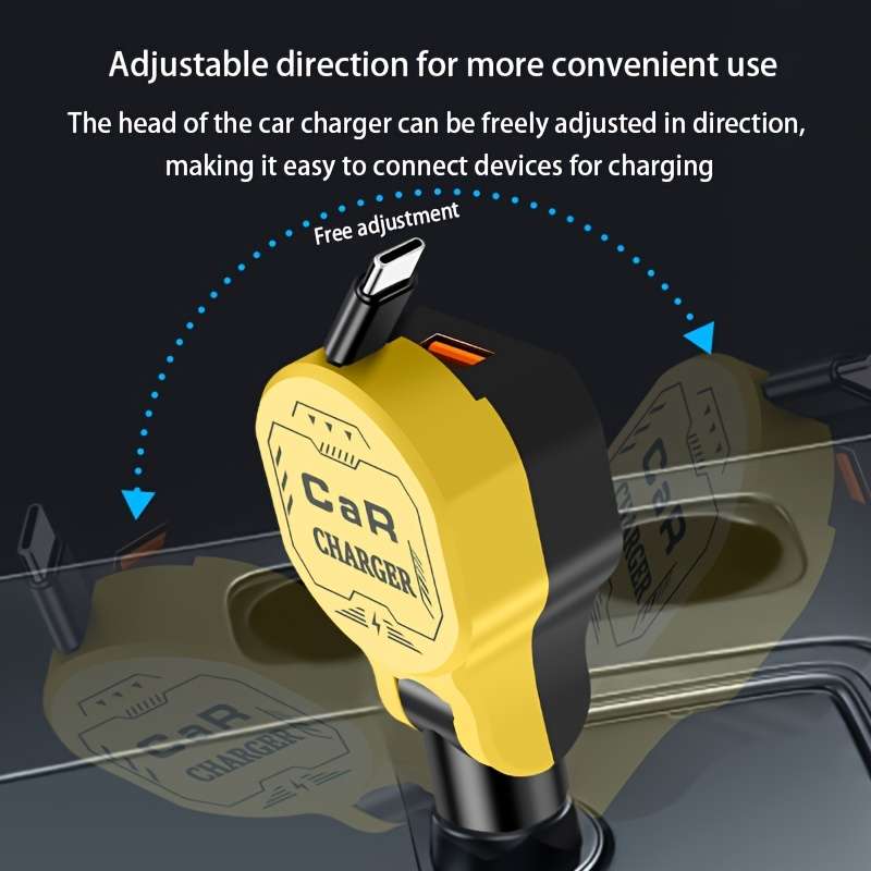 Durable This Expandable Data Cable Car Charger Features 1 To 2 Design Super
