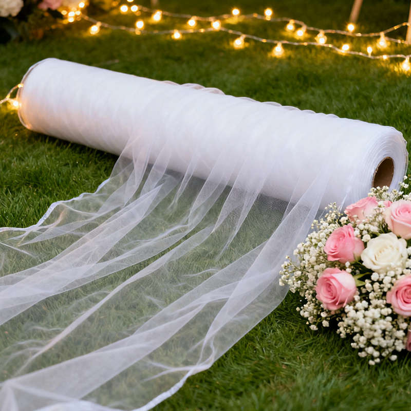 Wedding Supplies Color White Mesh Size 75*9000Cm 29.5*3543In