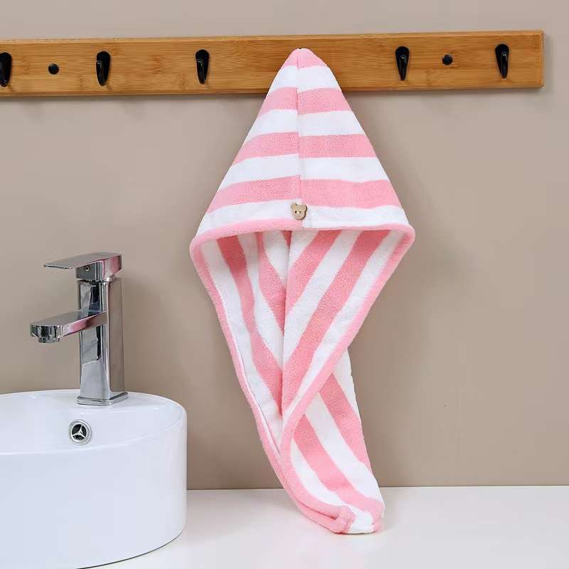 Hair Turban Striped Grayish Pink Quantity 2Pcs