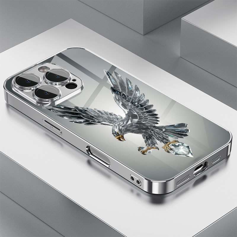 1Pc Mixed Color  For iPhone 16 Plus Crystal Eagle Pattern Phone Case