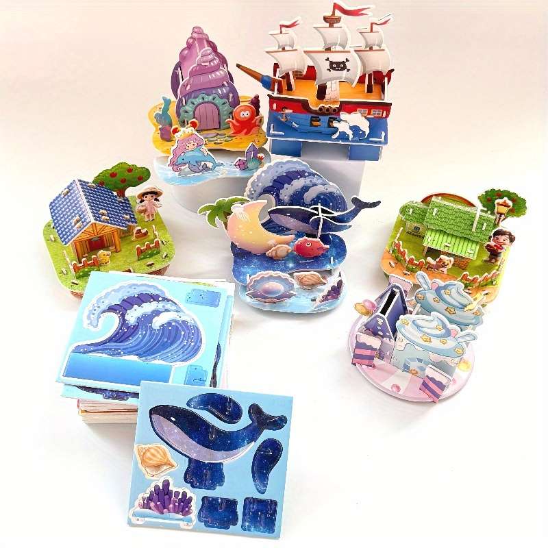 3D Building Model Puzzle Set Model Random Quantity 4 Pcs