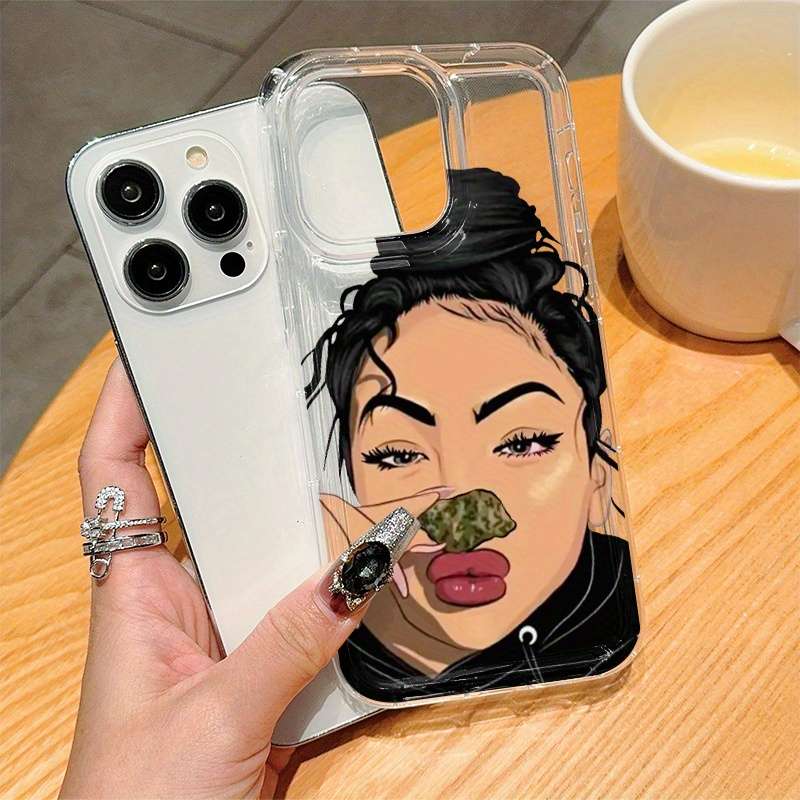 1Pc Transparent For iPhone 12 Pro Max Girls Pattern Phone Case