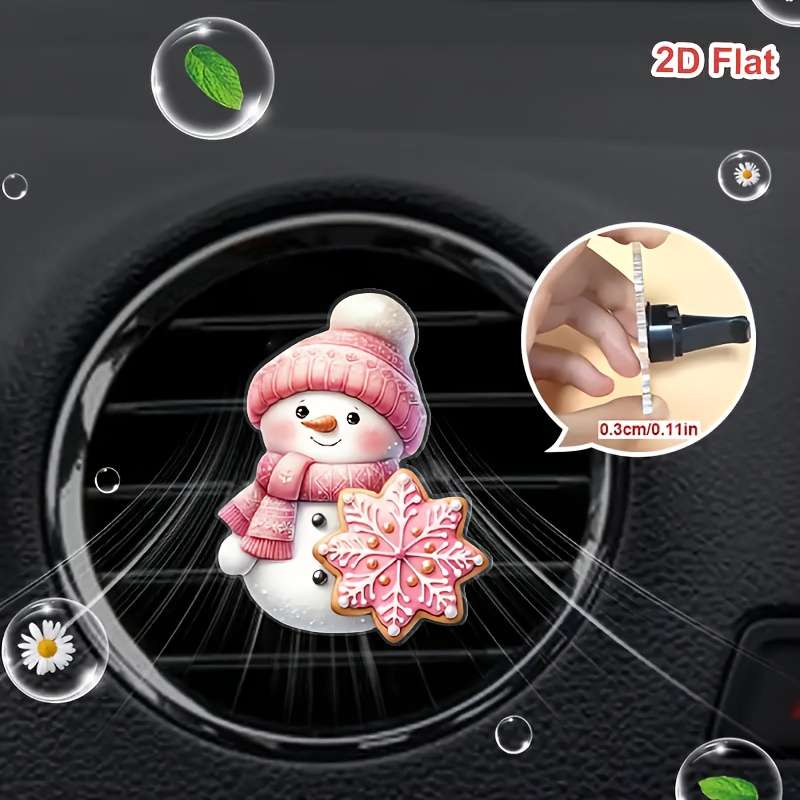 Car Interior Decor  2 Pink Snowman Car Fragrances