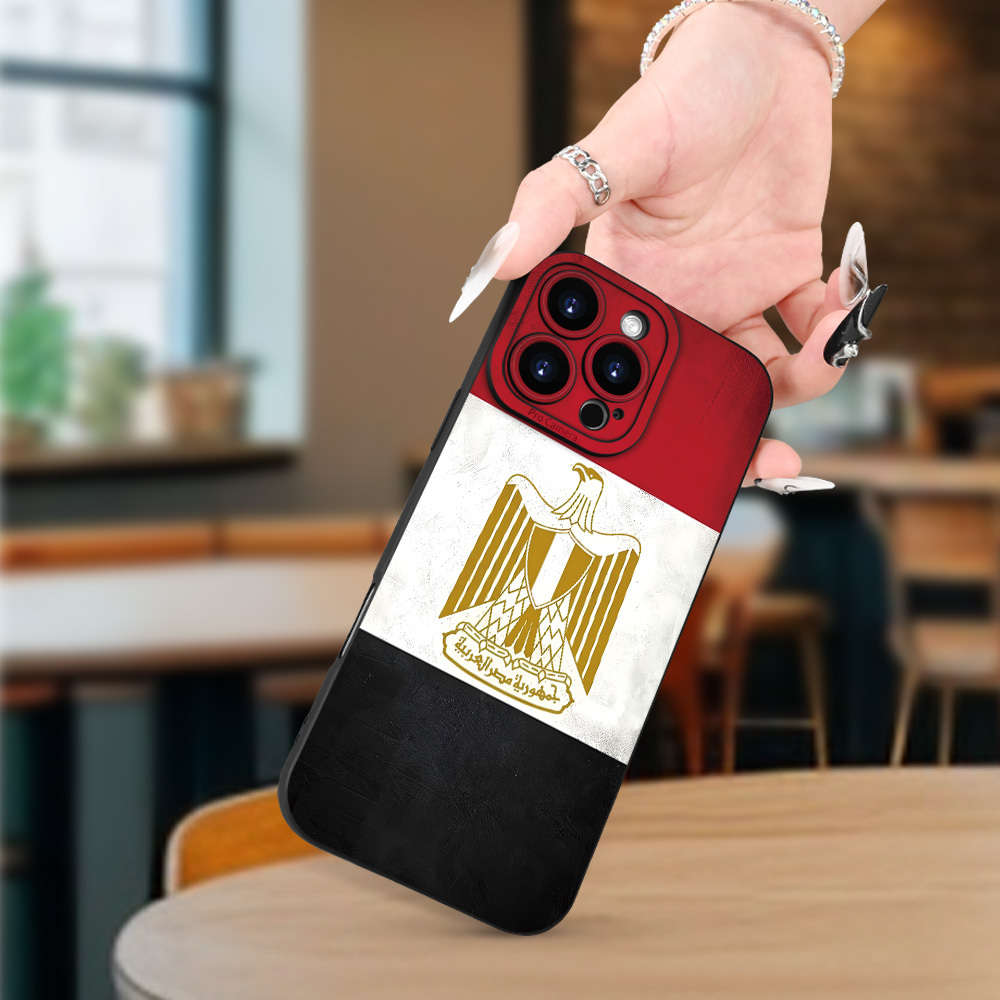 1Pc Black For iPhone 13 Mini Egyptian Flag Design Phone Case