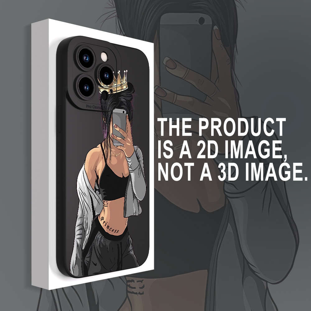 1Pc Black For iPhone 16 Plus Trendy People Pattern Phone Case