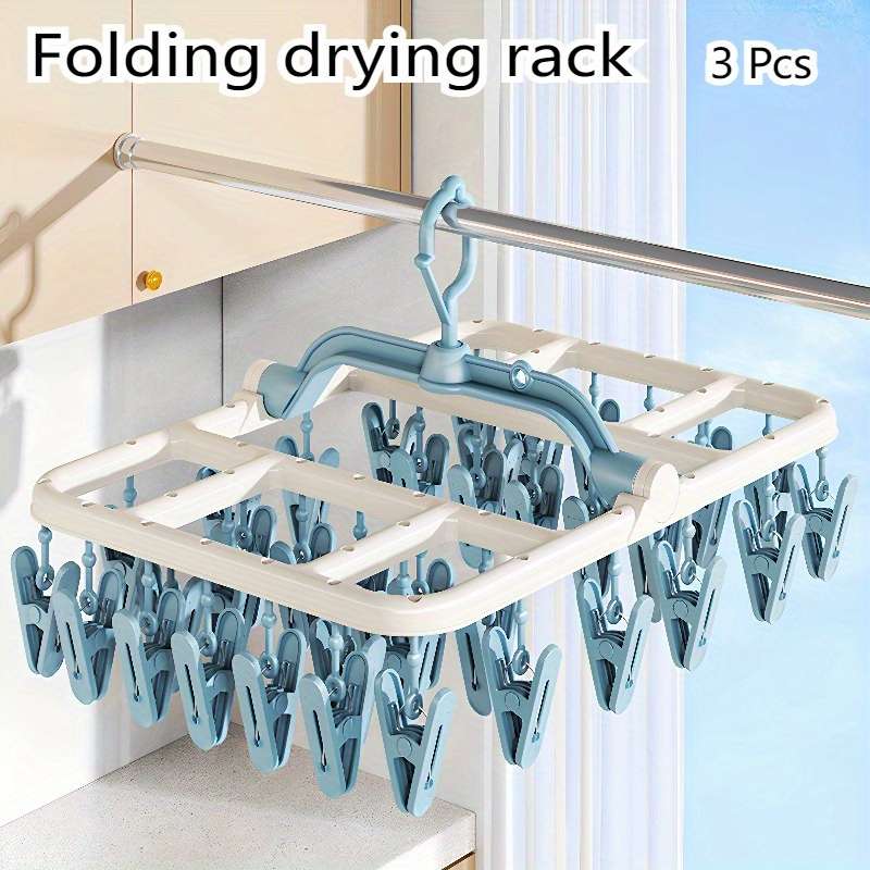 Clothes Rack 3Pack Light Blue 40 Clips