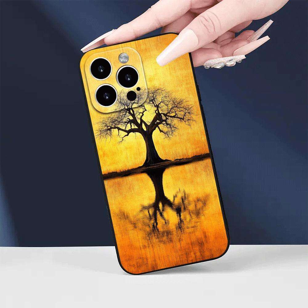 1Pc Black For iPhone 16 Pro African Sunset Phone Case