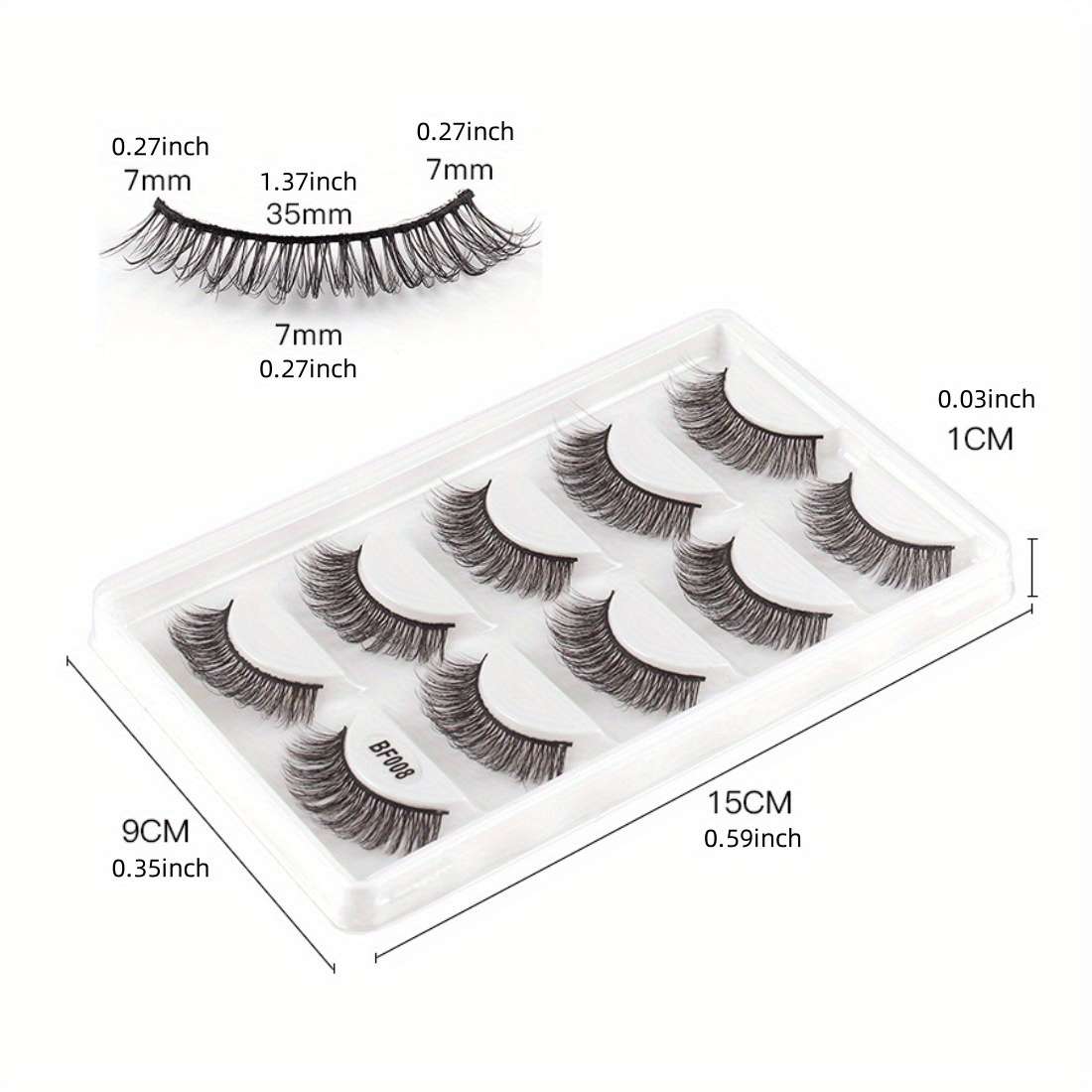 5 Pairs Natural False Eyelashes Color 5 Pairs Bf004 15mm