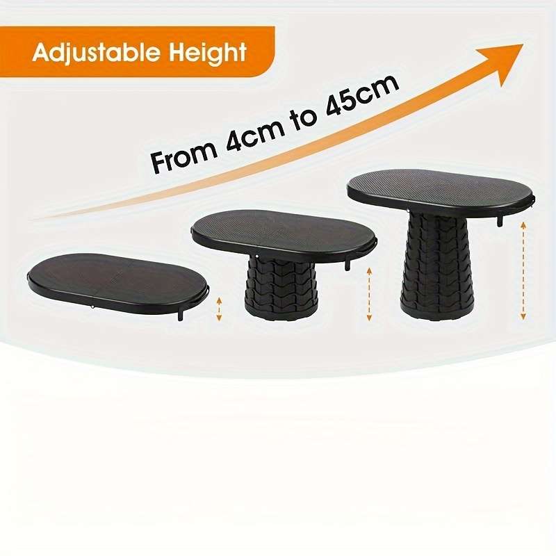 3 Level Adjustable Folding Camping Table Folding Stool Compact Portable D Black