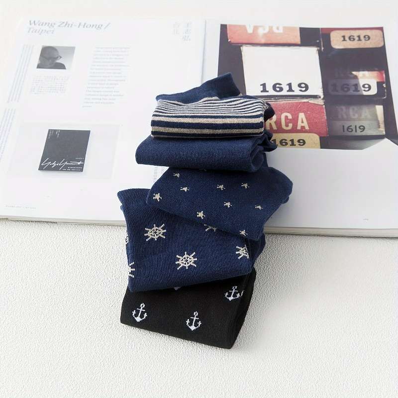 Women S Socks Color Mixed Navy Blue 5 Pairs Size Onesize