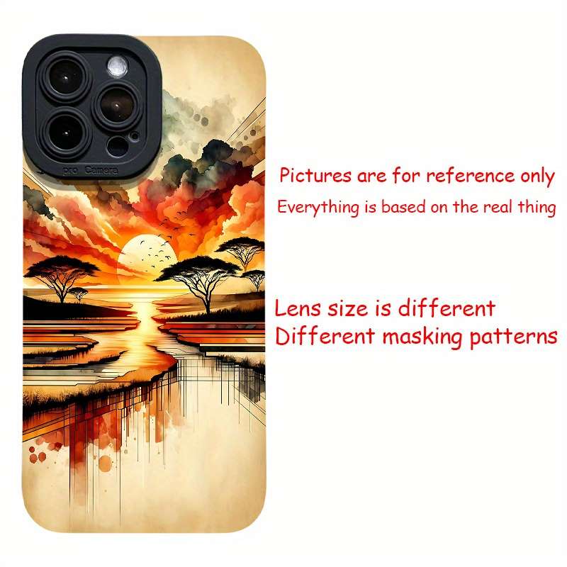 1Pc Mixed Color For iPhone 14 Pro African Savanna Sunset Scenery Phone Case