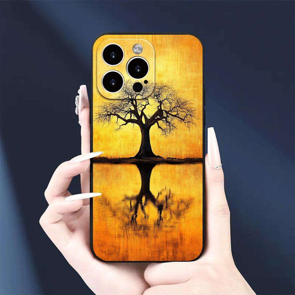 1Pc Black For iPhone 16 Pro African Sunset Phone Case