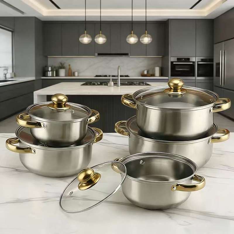 Heavy Duty Stainless Steel Cookware Set Home Cooking Camping Outdoor Use Multi