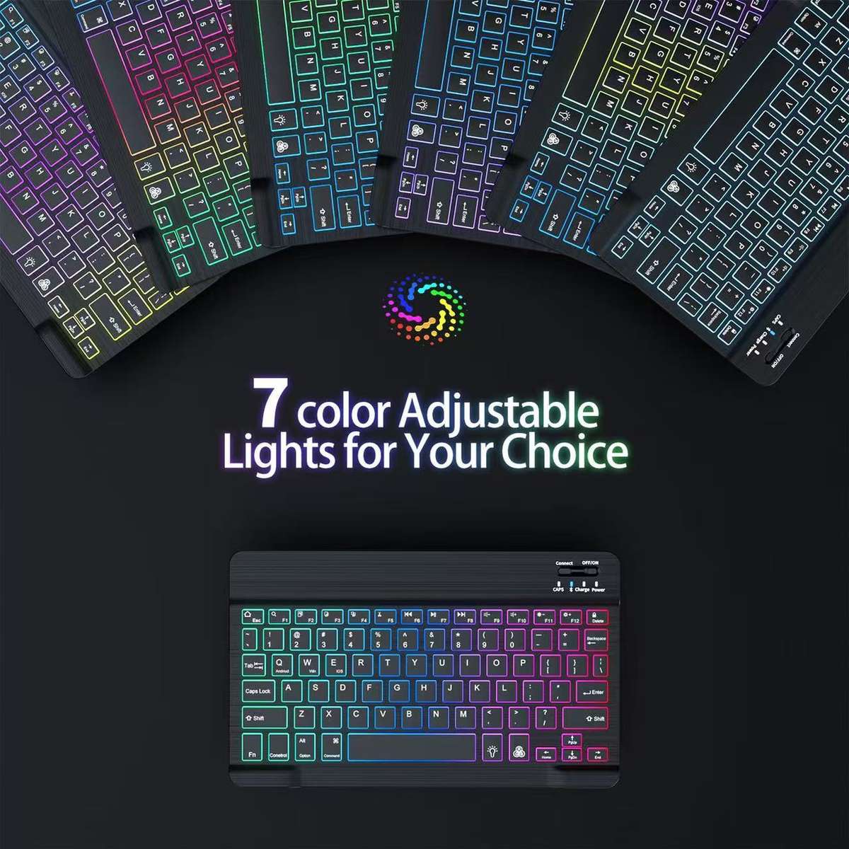 7-Color Backlit Portable Wireless Keyboard And Mouse Set