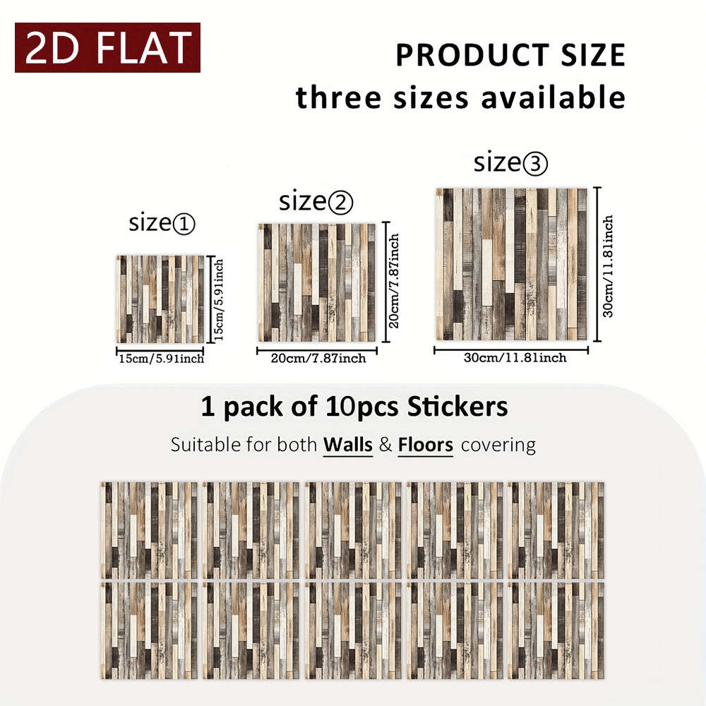 Self Adhesive Floor Stickers 5.91X5.91Inch15X15Cm 10Pcs