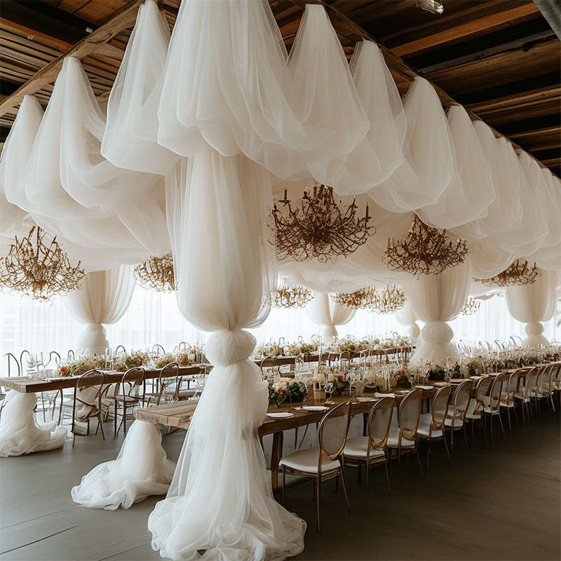 Wedding Supplies Color White Mesh Size 75*9000Cm 29.5*3543In