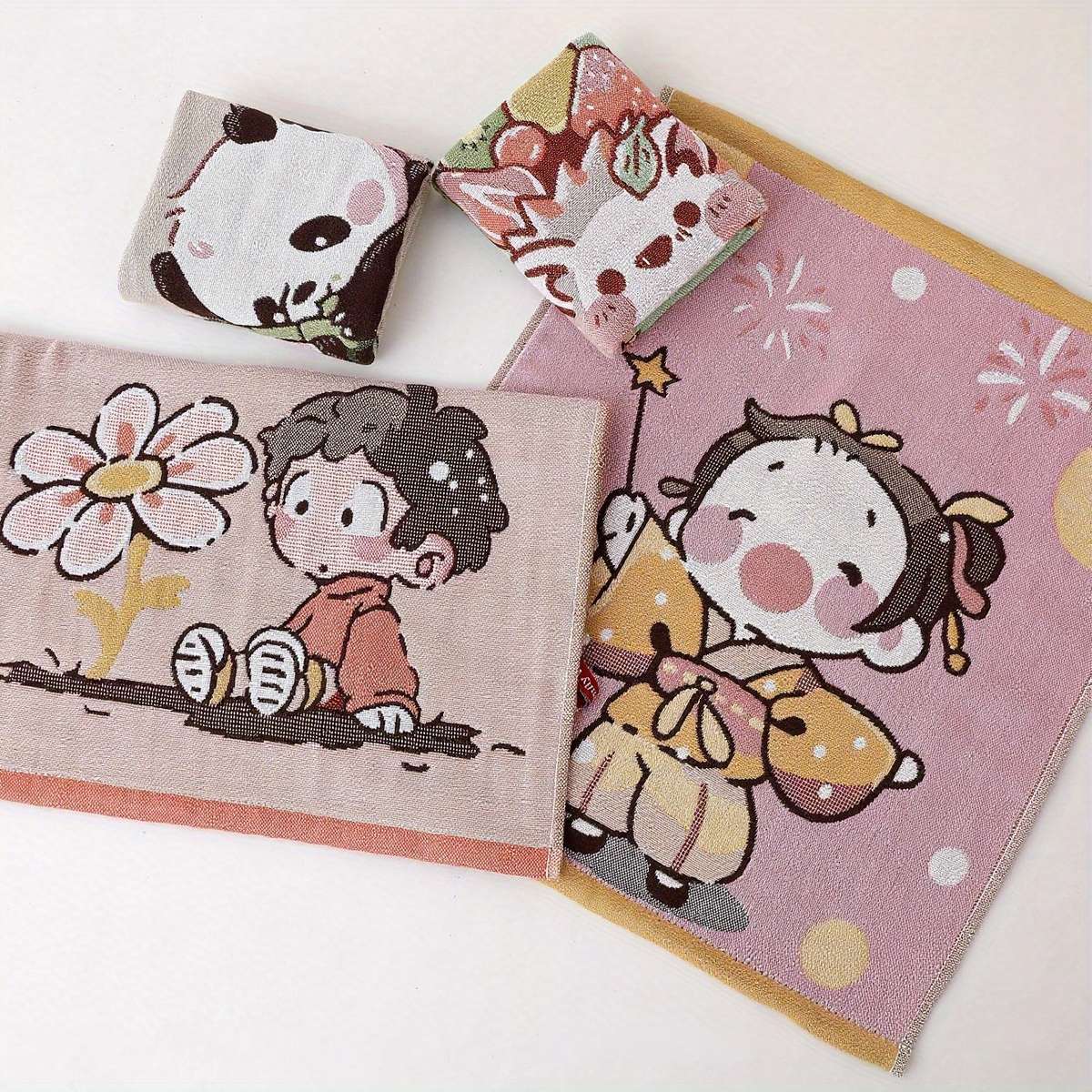 Towel Color 2Pcs Panda  Hedgehog