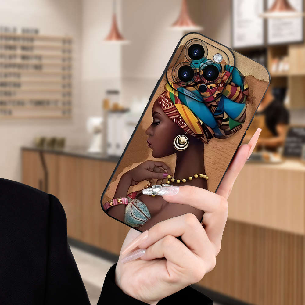 1Pc Black For iPhone 13 African Woman Phone Case