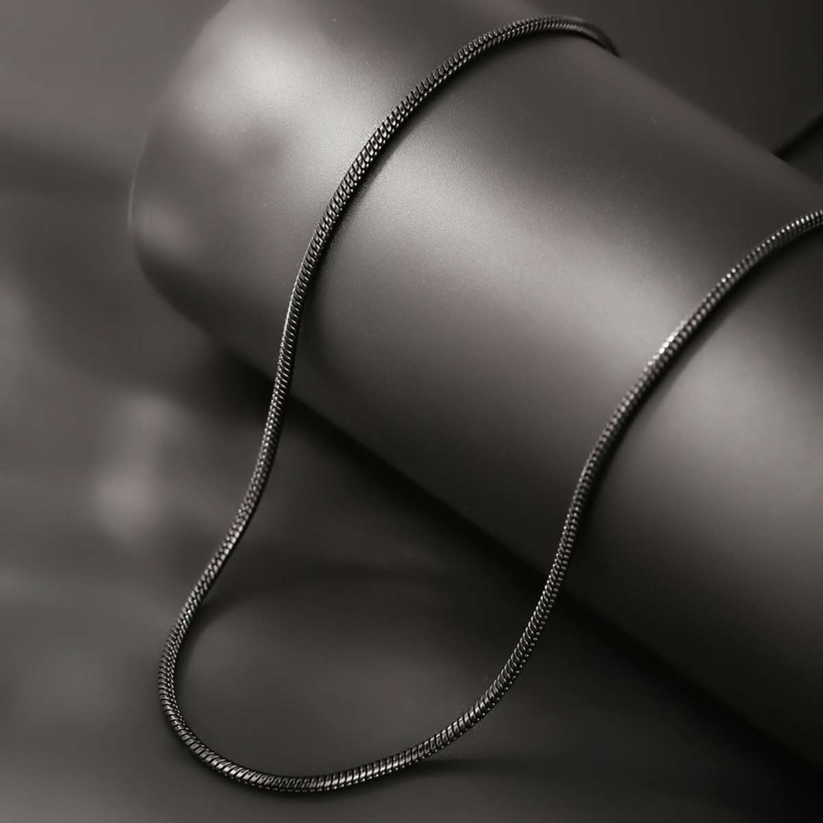 Crystal Stainless Steel Chain Necklace Black