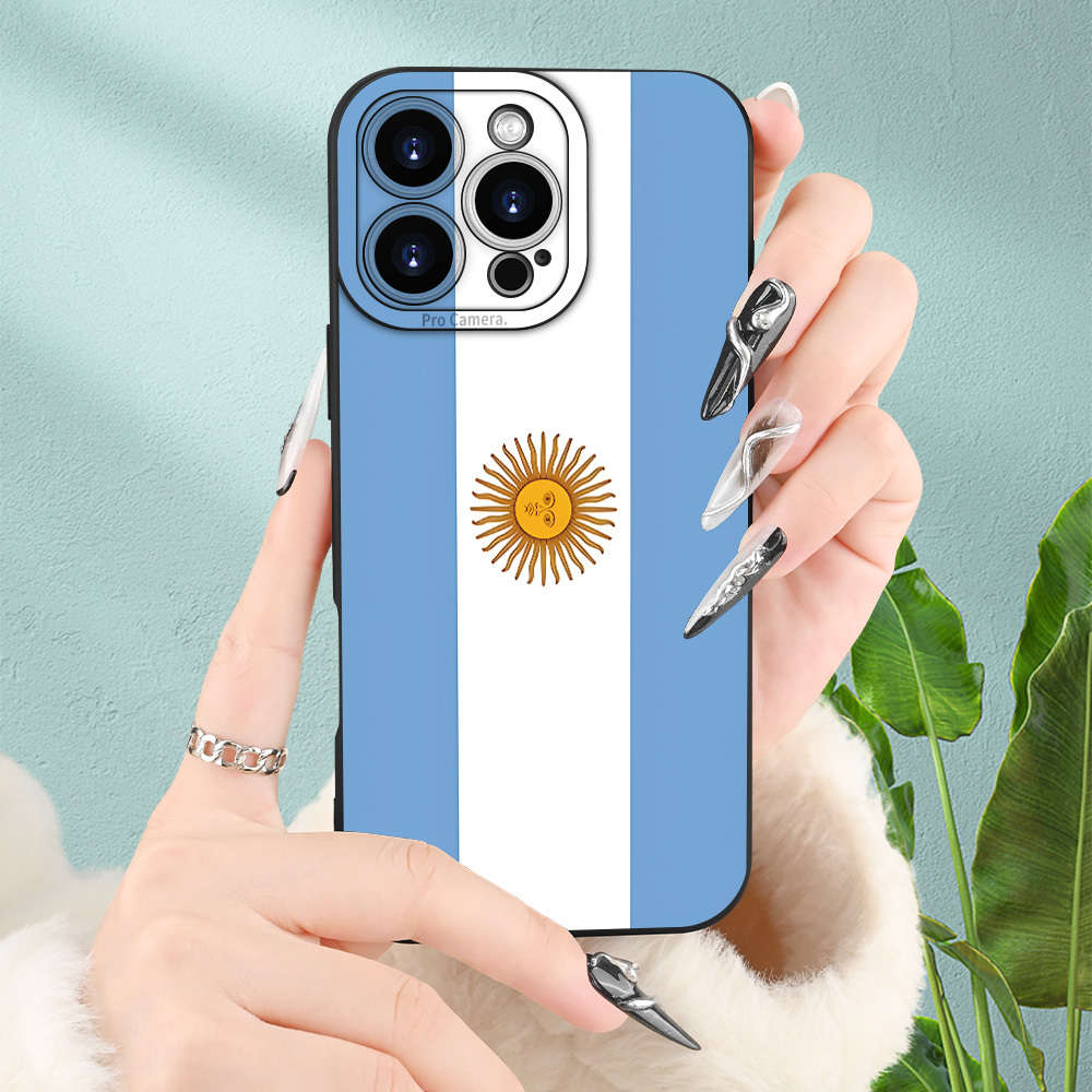 1Pc Black For iPhone 13 Pro Argentine Flag Pattern Phone Case