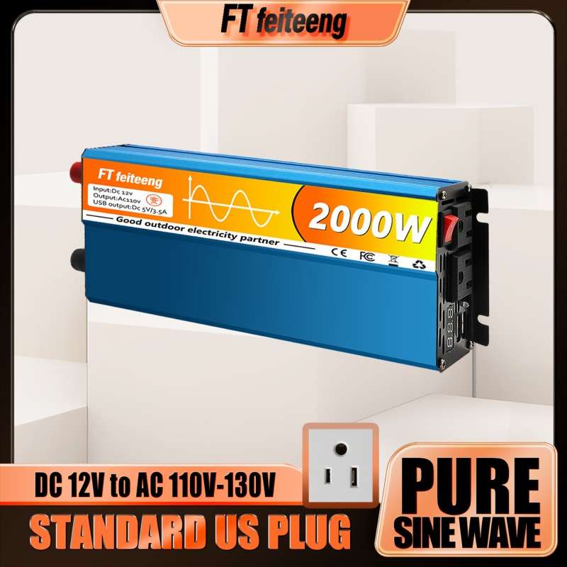 Efficient Pure Sine Wave Power Inverter 2000 Watts 1500 For Emergency Use 12V