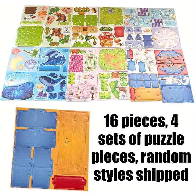 3D Building Model Puzzle Set Model Random Style Quantity 4 Pcs