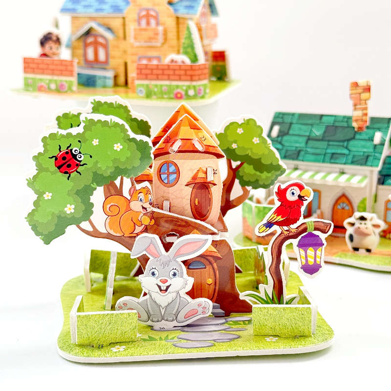 3D Building Model Puzzle Set Model Random Quantity 4 Pcs