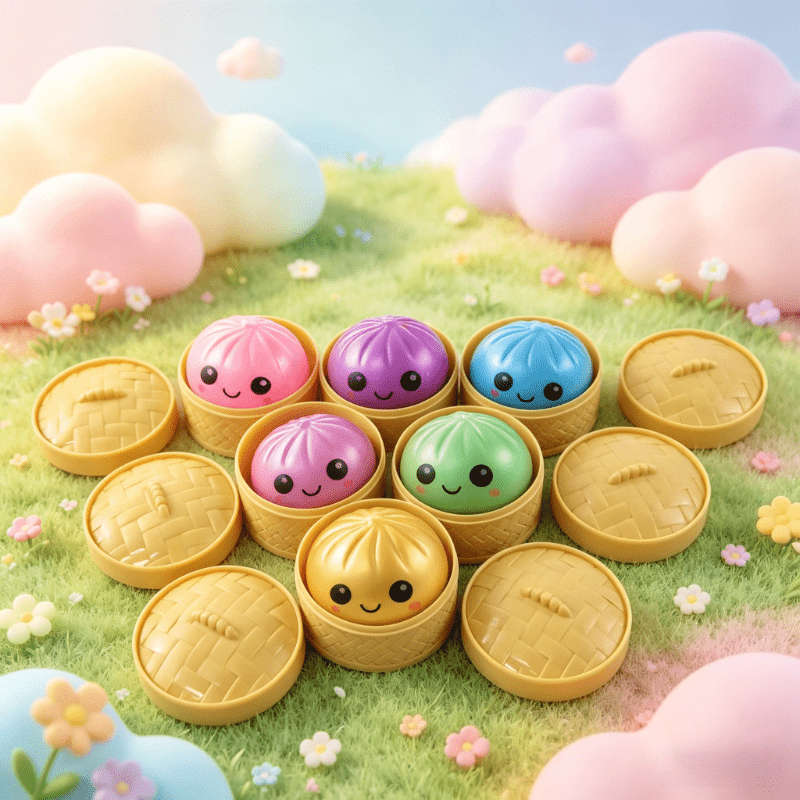 Squeezable Toys Color Random Color Style 3Pcs Set1 Bun 1Lid 1Base