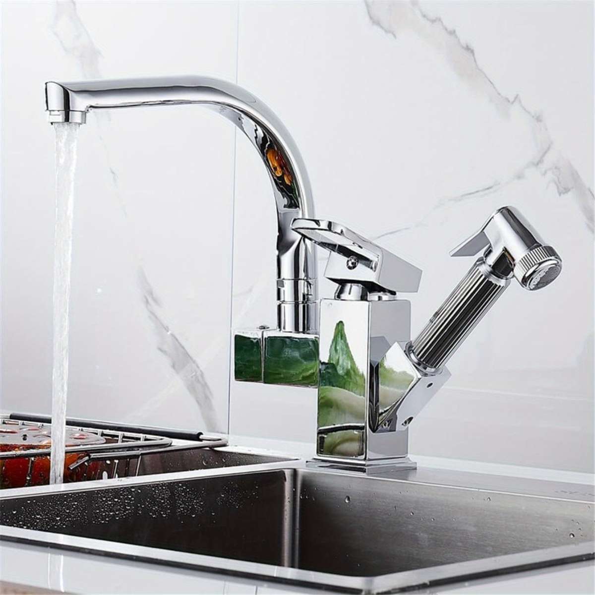 Contemporary Copper Alloy Kitchen Sink Faucet Flexible Pull Out Mixer Tap With