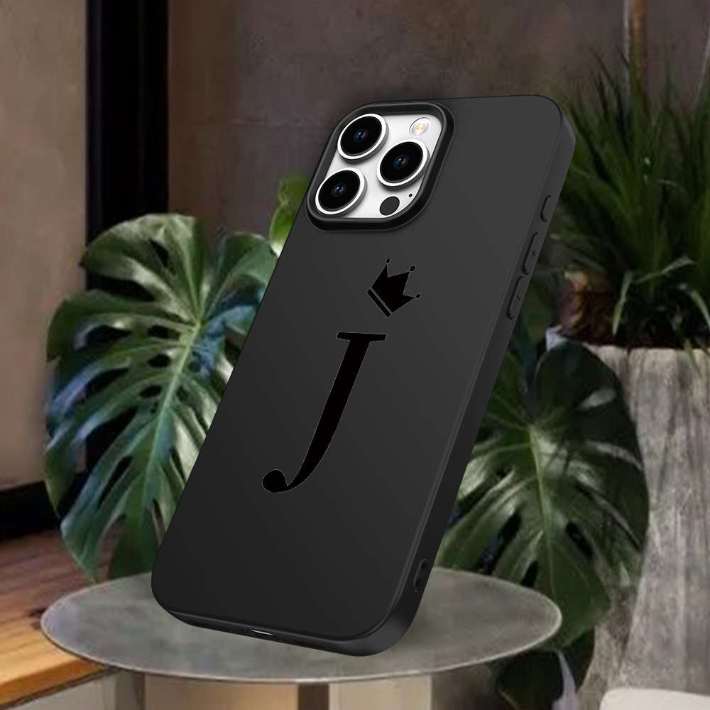 1Pc Black For iPhone 8 Plus Letter Crown J Phone Case