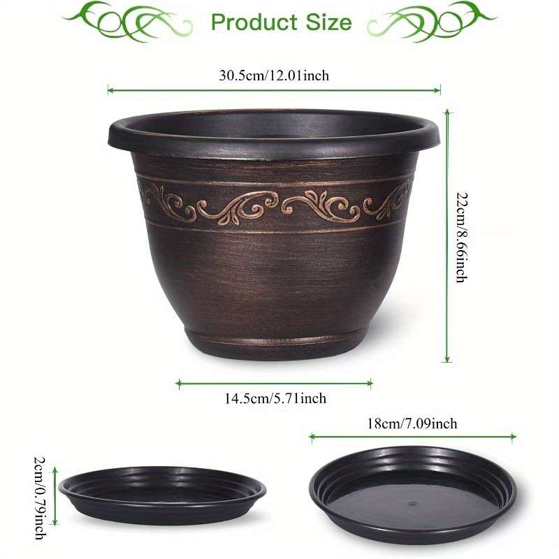 Flowerpot Size 30.48 Cm 3 Flower Pots  3 Trays