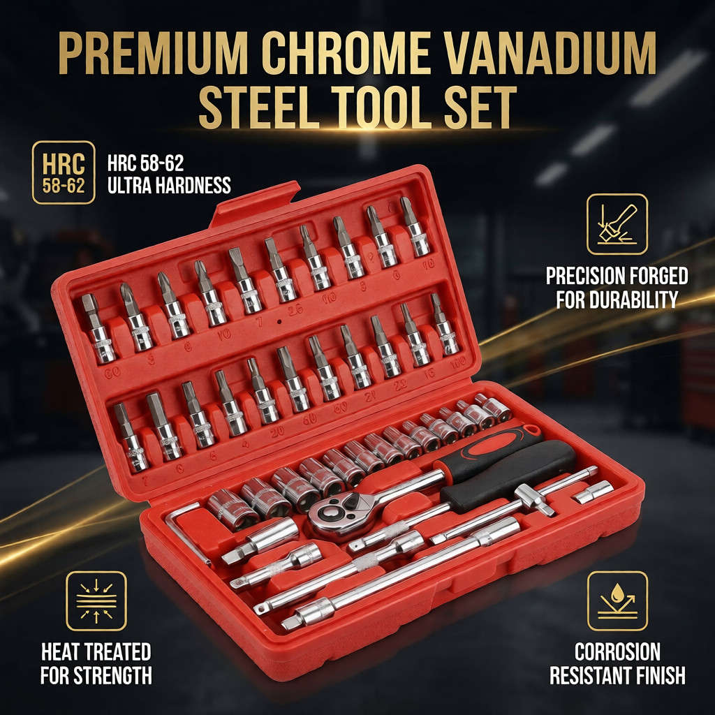 Repair Tools Color 46Pcs Socket Set Deep  Spark