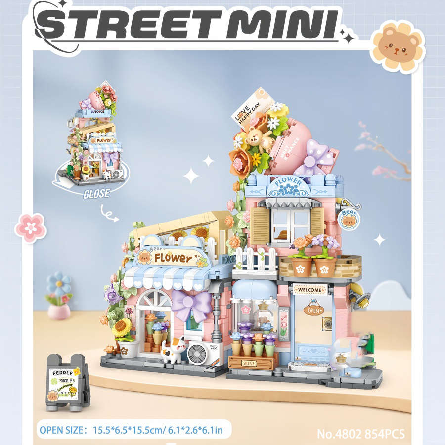 Building Toy Architectural Model Toy Set Style Flowers