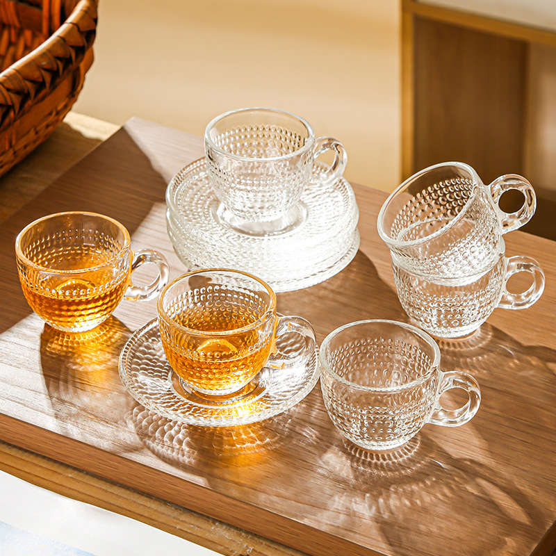 Water Cup Color Diamond Pattern 6 Cups 6 Plates