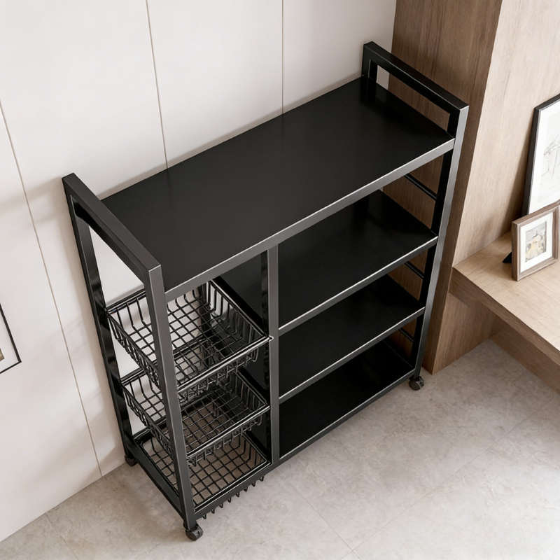 Bathroom Storage Rack Color Black Four Layers Three Nets Modelwrtmwreh1