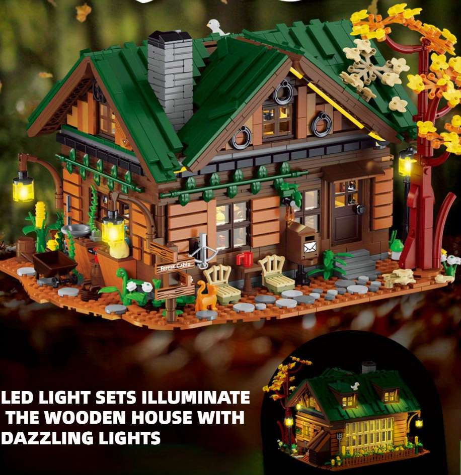 3D Building Model Puzzle Set Style Forest Cabin