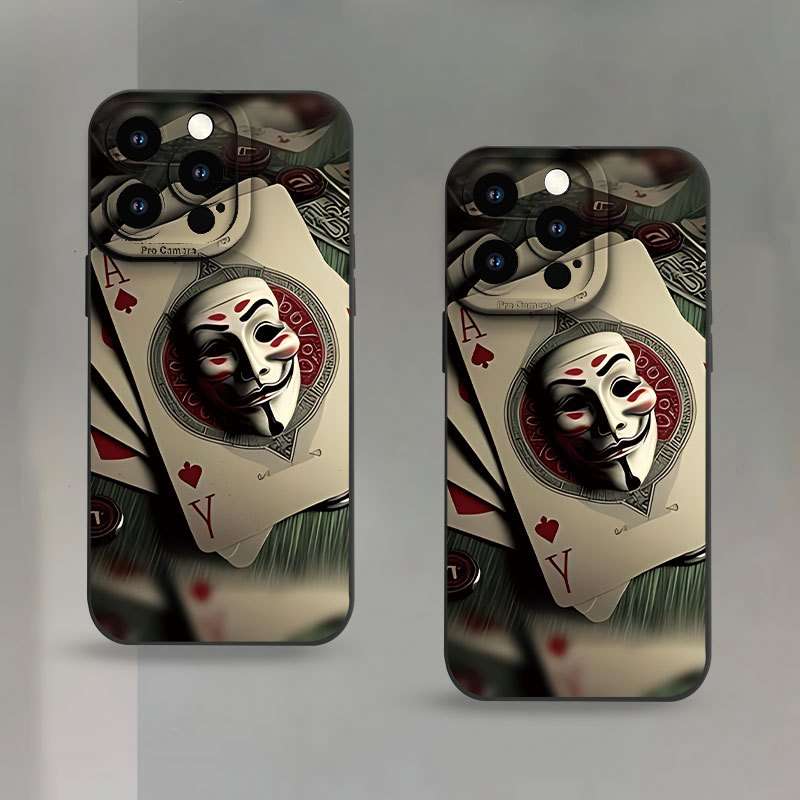1Pc Mixed Color For iPhone 16 Plus Joker Face Poker Phone Case